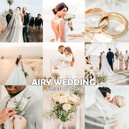 10 AIRY WEDDING LIGHTROOM MOBILE & DESKTOP PRESETS