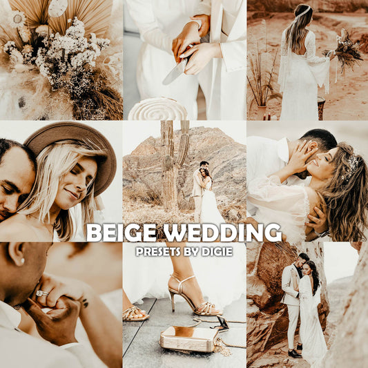 10 BEIGE WEDDING LIGHTROOM MOBILE & DESKTOP PRESETS