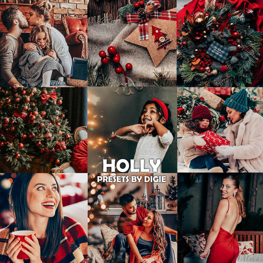 10 HOLLY CHRISTMAS LIGHTROOM MOBILE & DESKTOP PRESETS